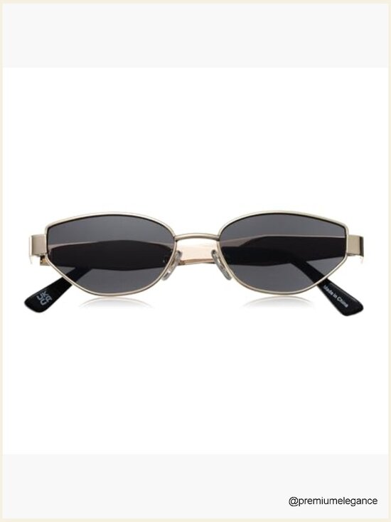 Retro Oval Cat Eye Sunglasses Women\'s Trendy Y2K UV400 Metal Frame 55mm